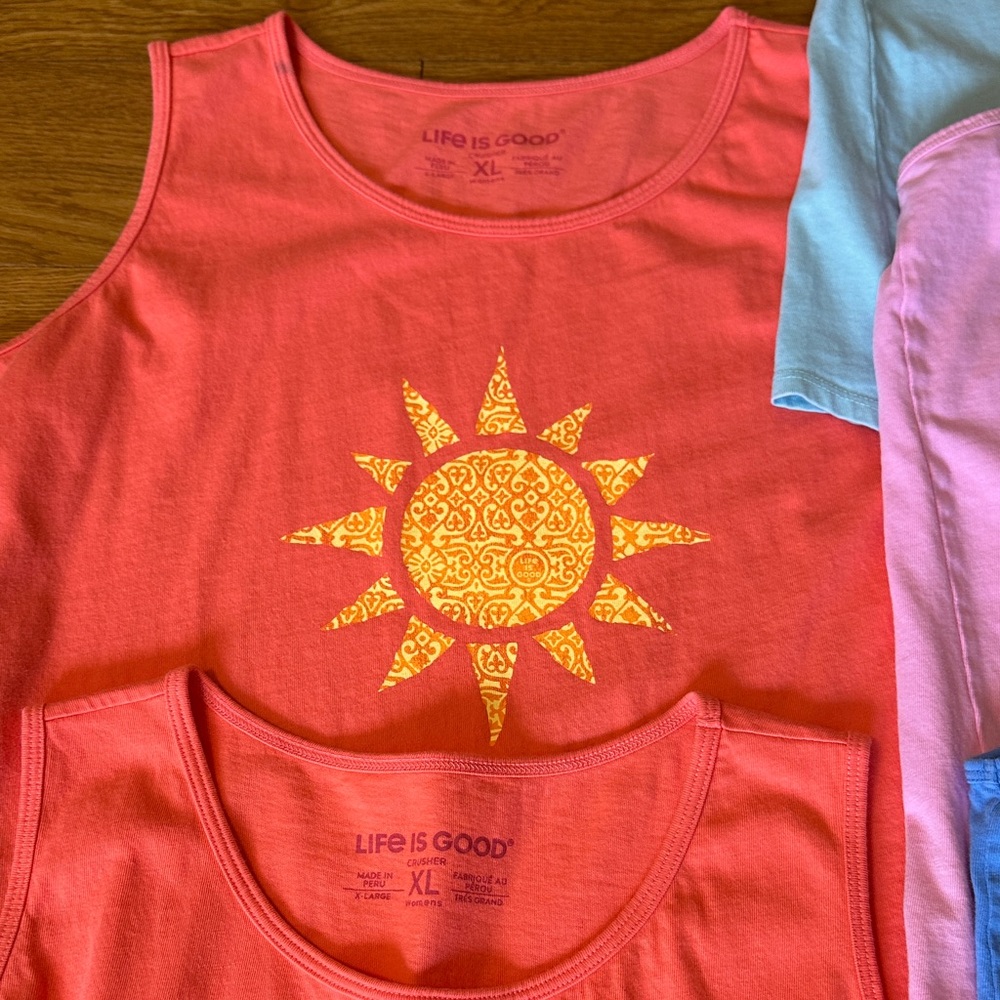 Life Is Good Women’s Tank Tops - Coral, Blue, Pink - Picture 6 of 7